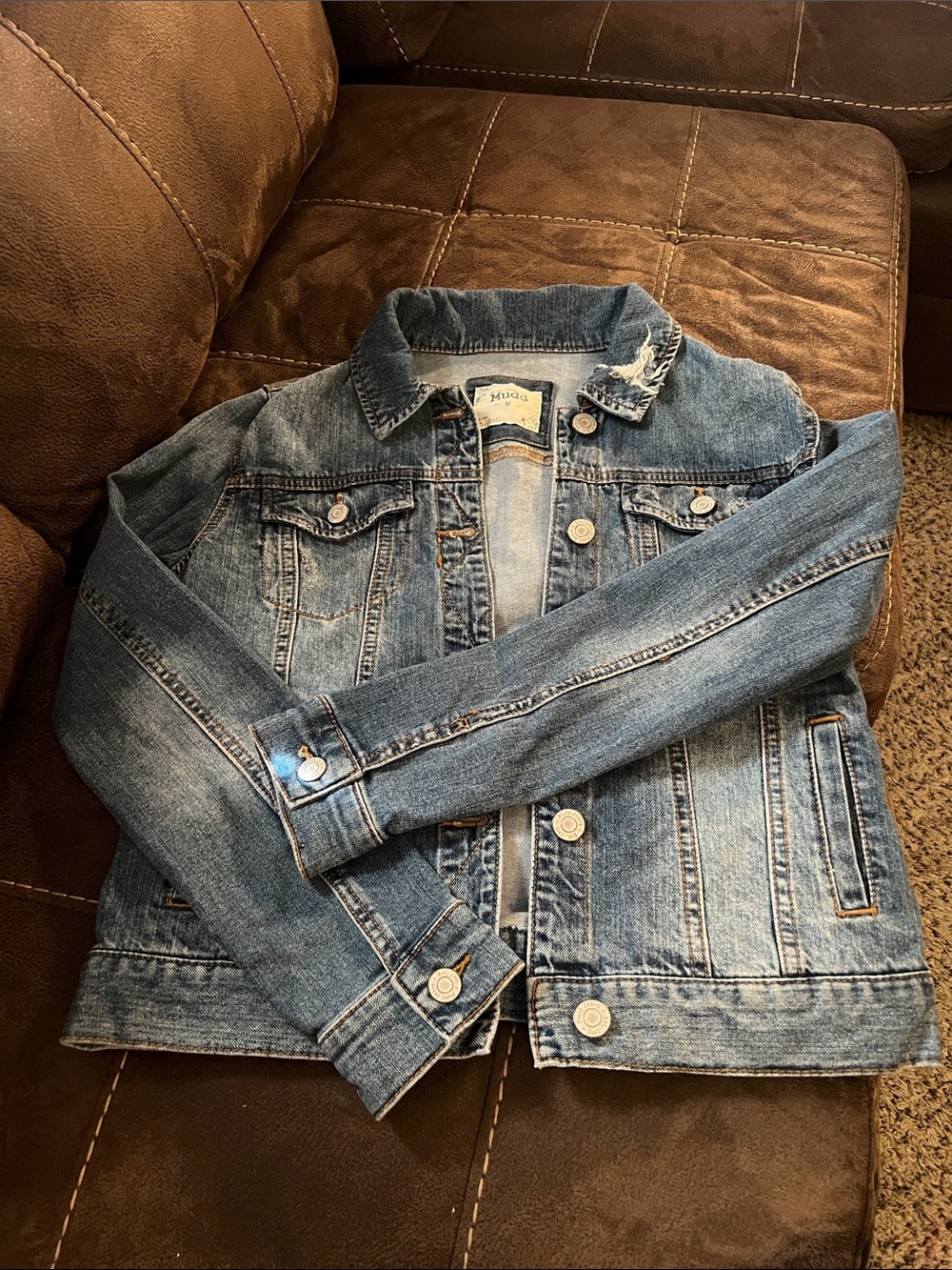 Mudd Medium Blue Denim Jacket with Faded Wash